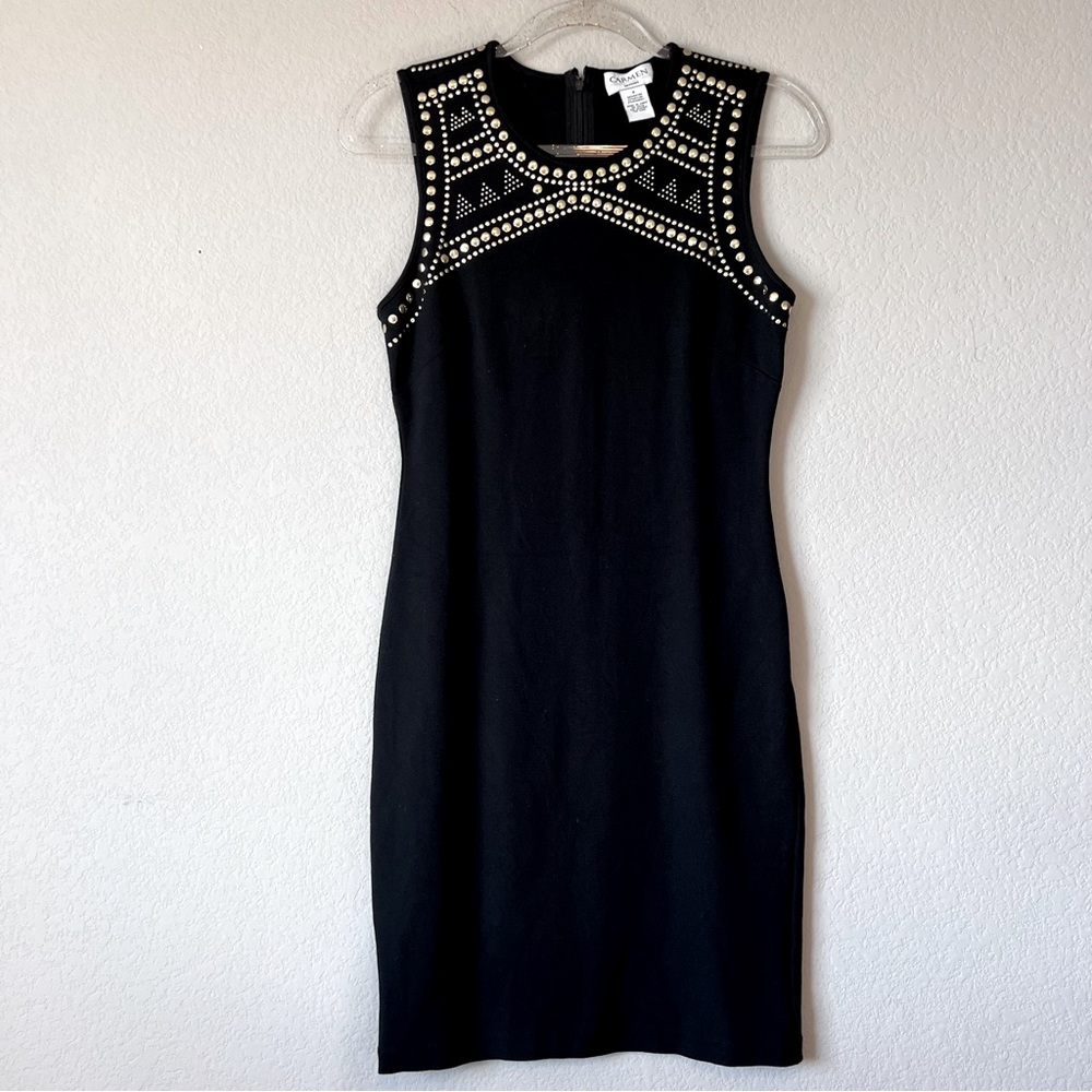 Carmen Marc Valvo  black dress with gold studs Size S Prom dress